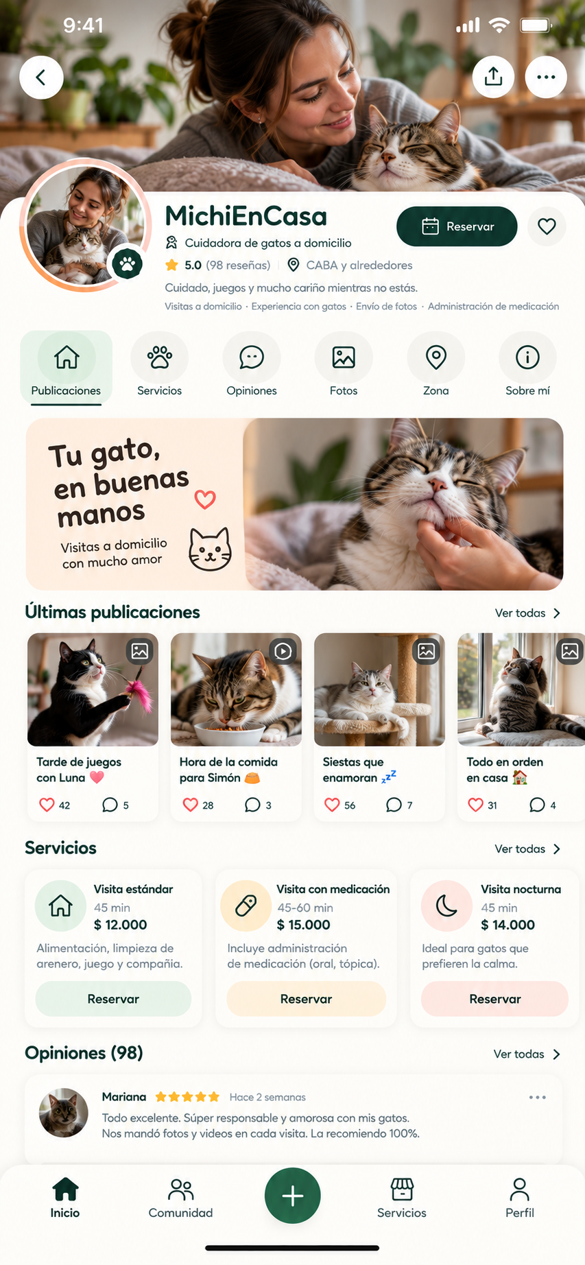Perfil de cuidadora MichiEnCasa en Patuna